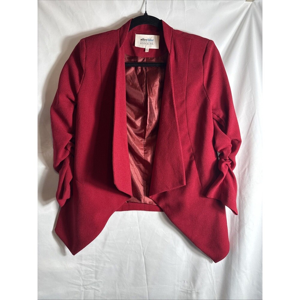 Alice Blue Suit Jacket Women's Small Red Gathered Sleeves Short Style Lined